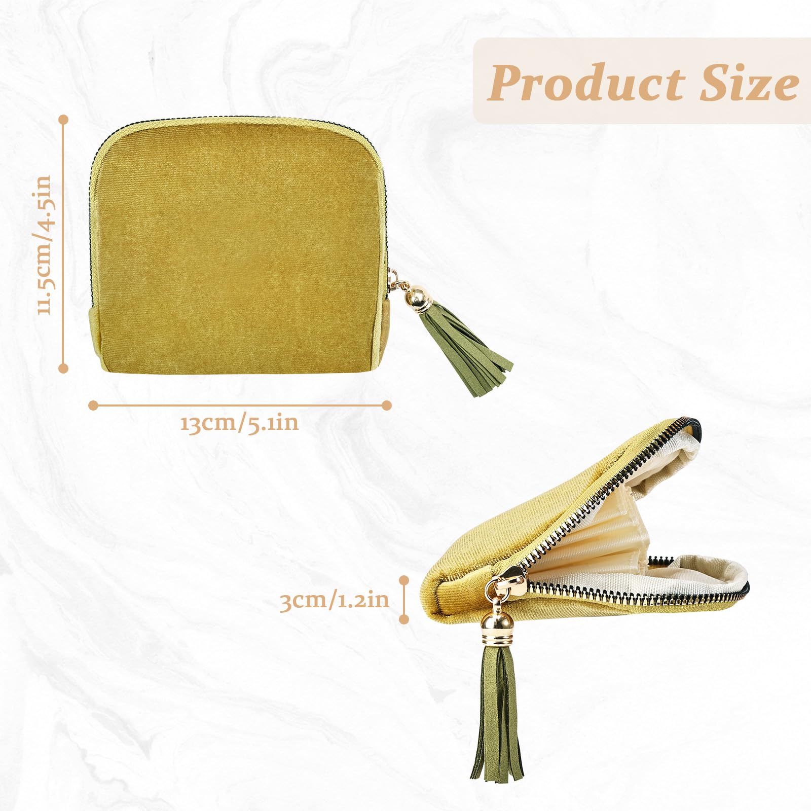 Petite Pochette de Transport Bijoux en Velours, Organisateur de Bijoux Portable 5 Compartiments – Boîte à Bijoux Trousse de Voyage pour Bagues, Boucles d’Oreilles et Colliers (Jaune Citron)