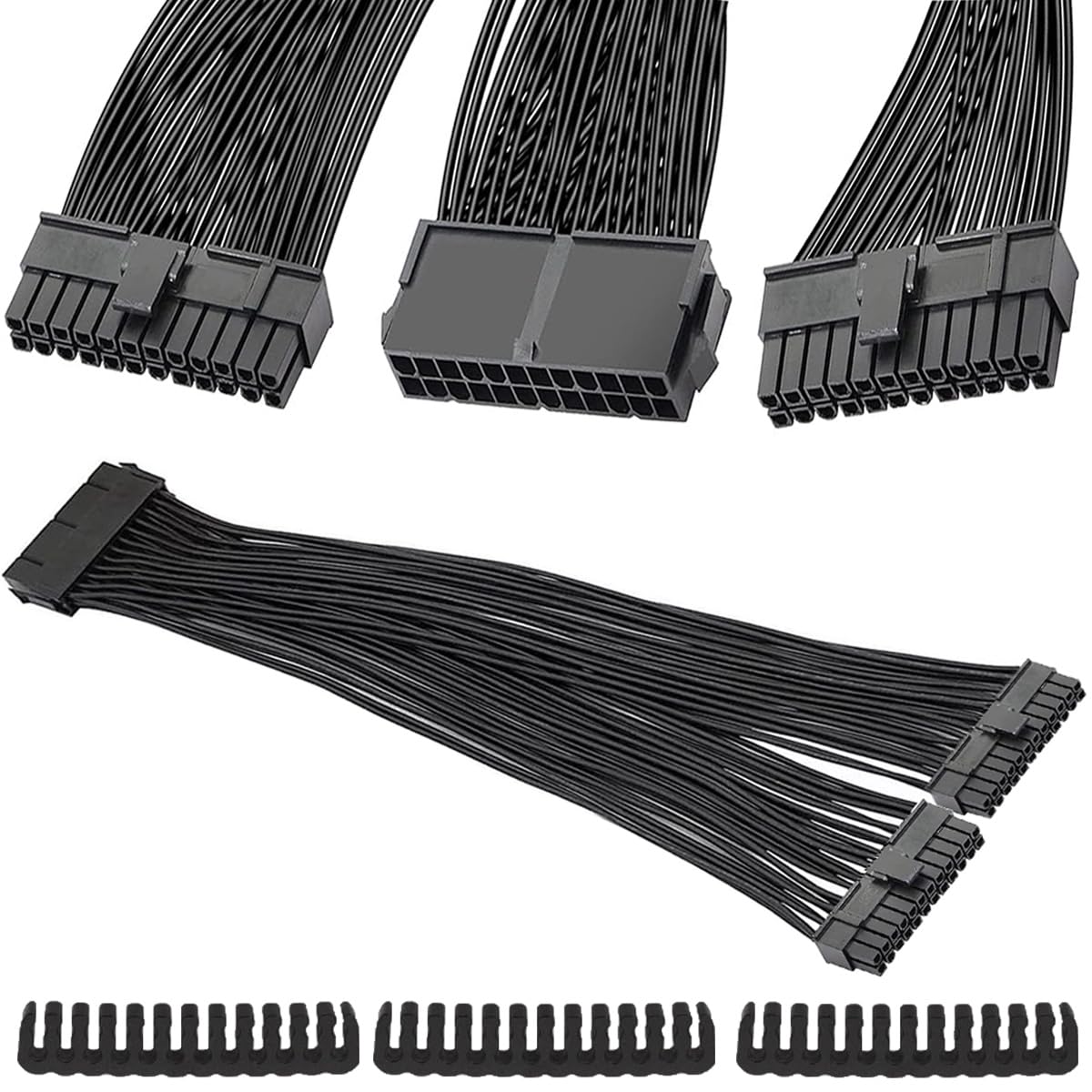 DKARDU 24 Pin PSU Power ATX Motherboard Splitter Cable 24 Pin(20+4) for Dual Mainboard Extension Wire 1 Ft 18AWG PSU Female to Male Y Adapter Cable