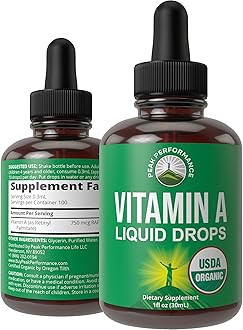 USDA Organic Vitamin A Liquid Drops Supplement. Vegan High Bioavailability For Eye, Skin, and Bone Health. For Adults, Men, Women, Kids. Organic Vit A Oil Retinyl Palmitate. Gluten Free, Zero Sugar