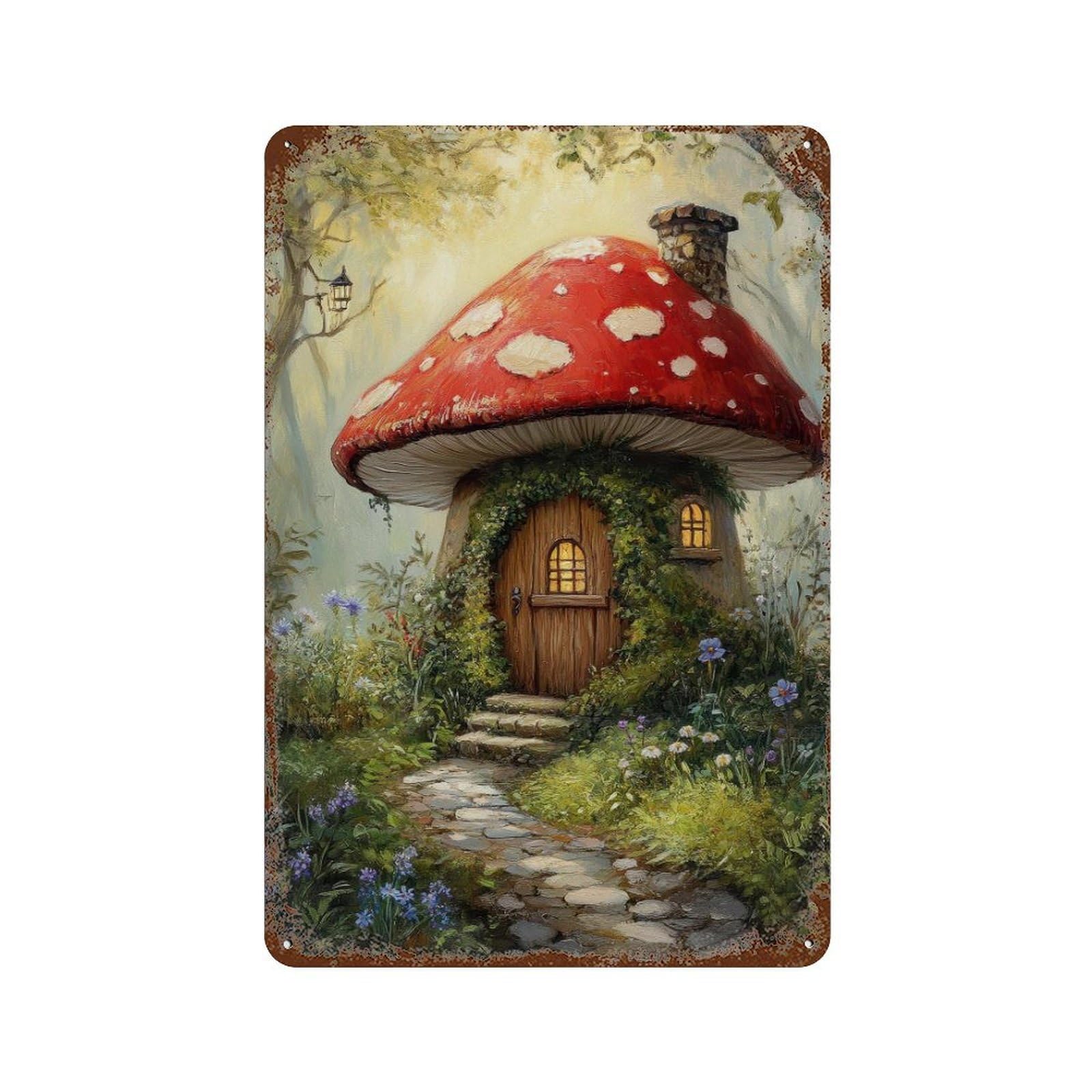 xiaoxiaoshen Fairycore Toadstool Cottage Cottagecore Decor Whimsical Mushroom Vintage Nature Wall Decor Art Metal Tin Poster Modern Home Decor Art Home Bar Shop Decorations Vintage Sign 30x20cm