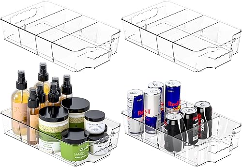 Yieach Paquete de 6 organizadores de despensa y contenedores de almacenamiento, organizador de aperitivos de gran capacidad para estante de