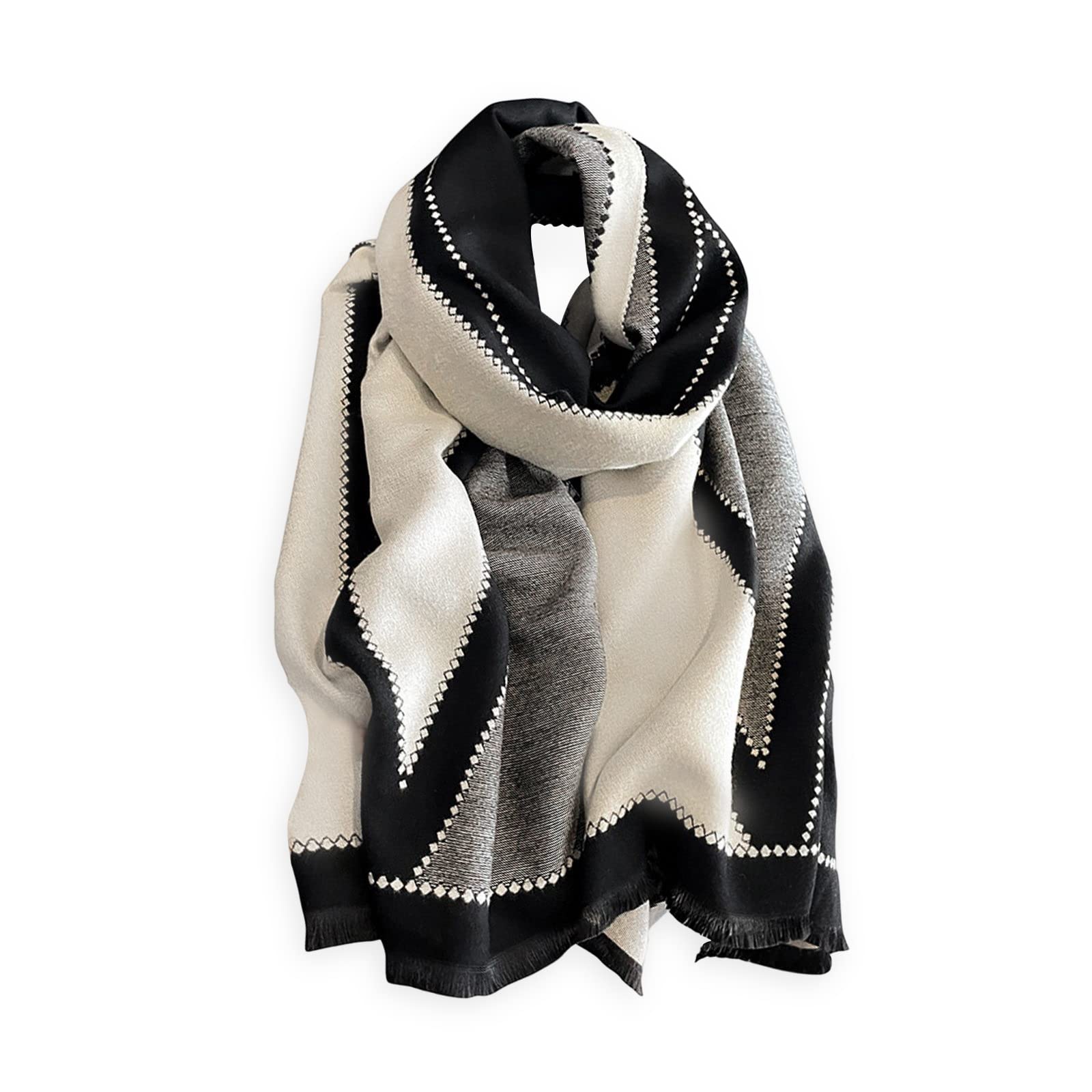 Winter Scarf Cashmere Shawl Women Men Fashion Geometric Pattern Warm Pashmina Scarf With Tassel Soft Long Wrap Stole