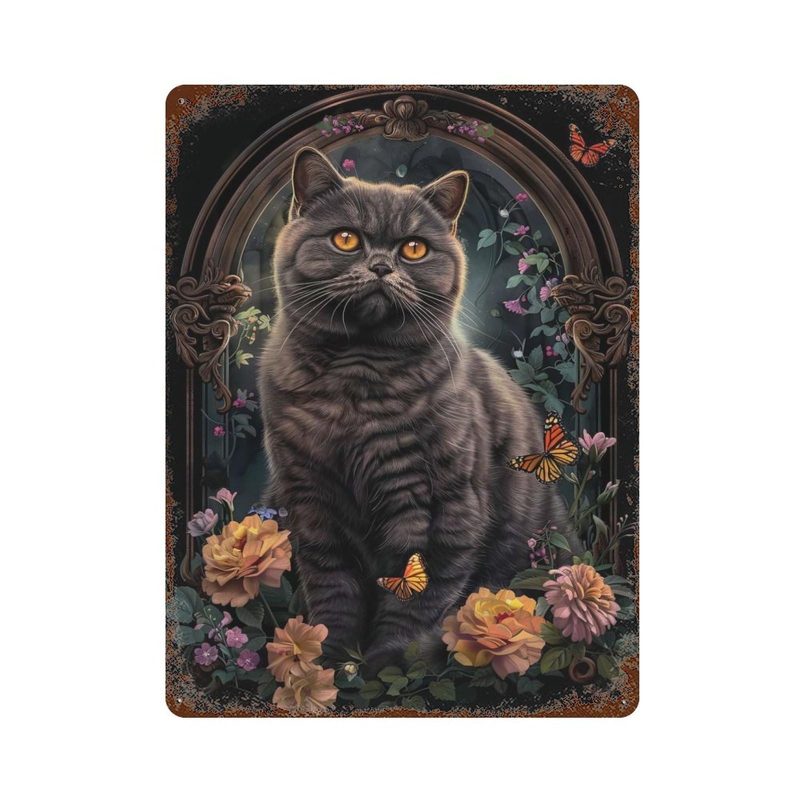 Exotic Shorthair Weathered Tin Sign 15.7"x11.8", Ideal for Basement, Hobby Room And Garage Decor
