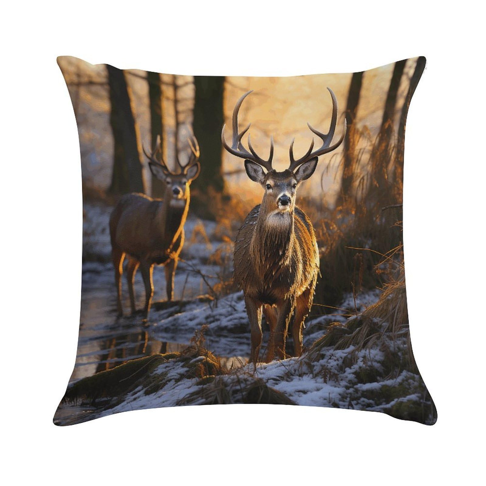 VstaDank Deers Picture Throw Pillow Cover Square Lumbar Throw Pillow Case Soft Decorative Cushion Cases Short Plush Pillowcase with Zipper Luxury Cozy Pillows Shams for All Seasons