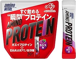 味の素 アミノバイタル アミノプロテイン カシス味 30本入パウチ アミノ酸 BCAA EAA ホエイプロテイ シェイカー不要 計量不要 携帯性
