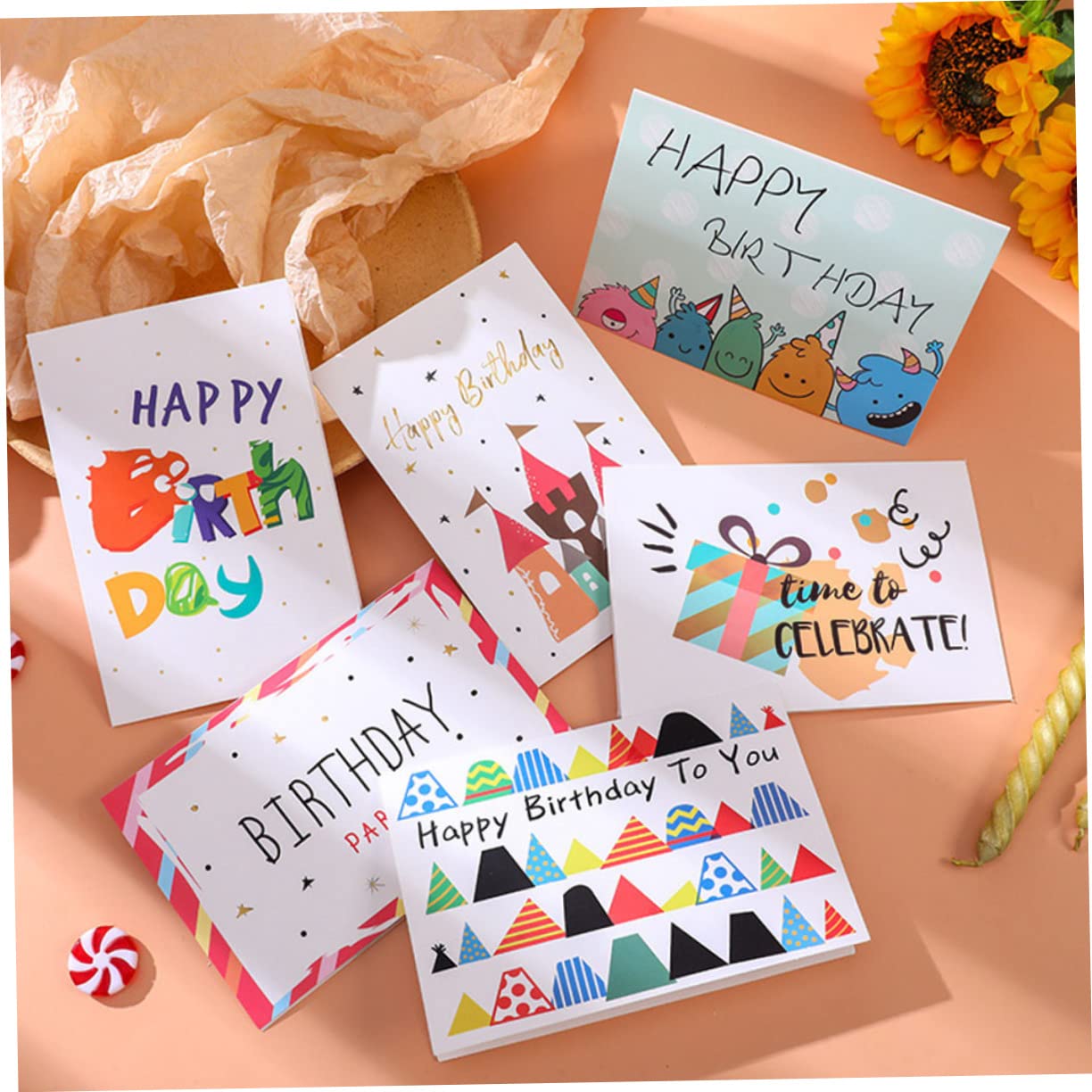 36 Biglietti di Auguri Compleanno in Carta, Cartoline Pieghevoli per Adulti e Bambini, per Feste di Compleanno e Fai da Te