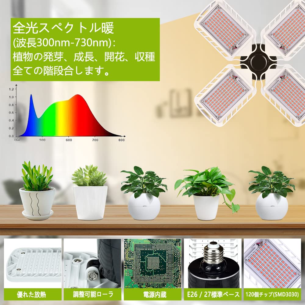 Amazon.co.jp: 植物育成ライト LED 200W 相当 植物育成用ランプ 暖色系