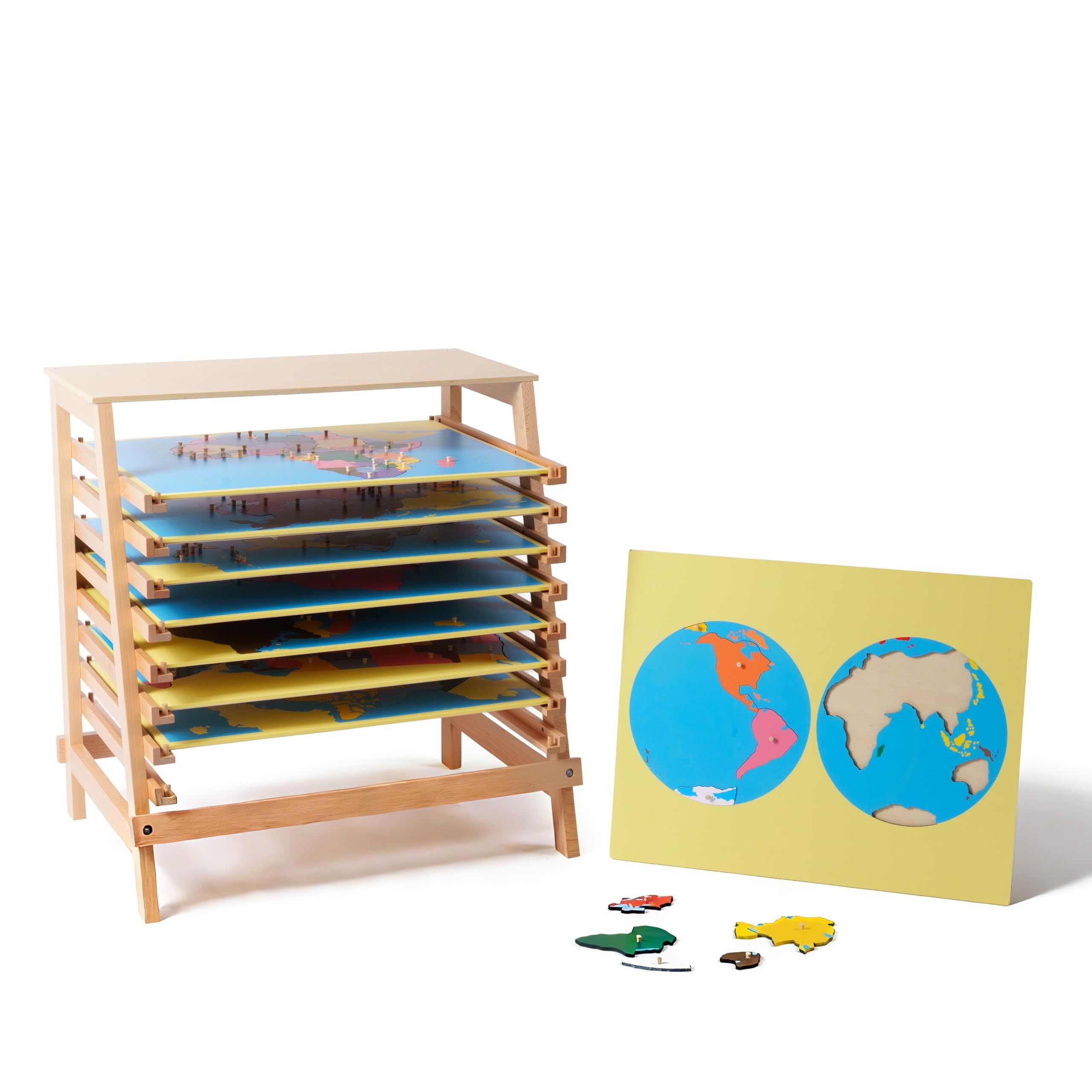 Materiales de geografía Montessori – Mapas del mundo, países continentes, juguetes educativos de madera para preescolar, clases de educación en casa a partir de 3 años (Montessori 8 rompecabezas de