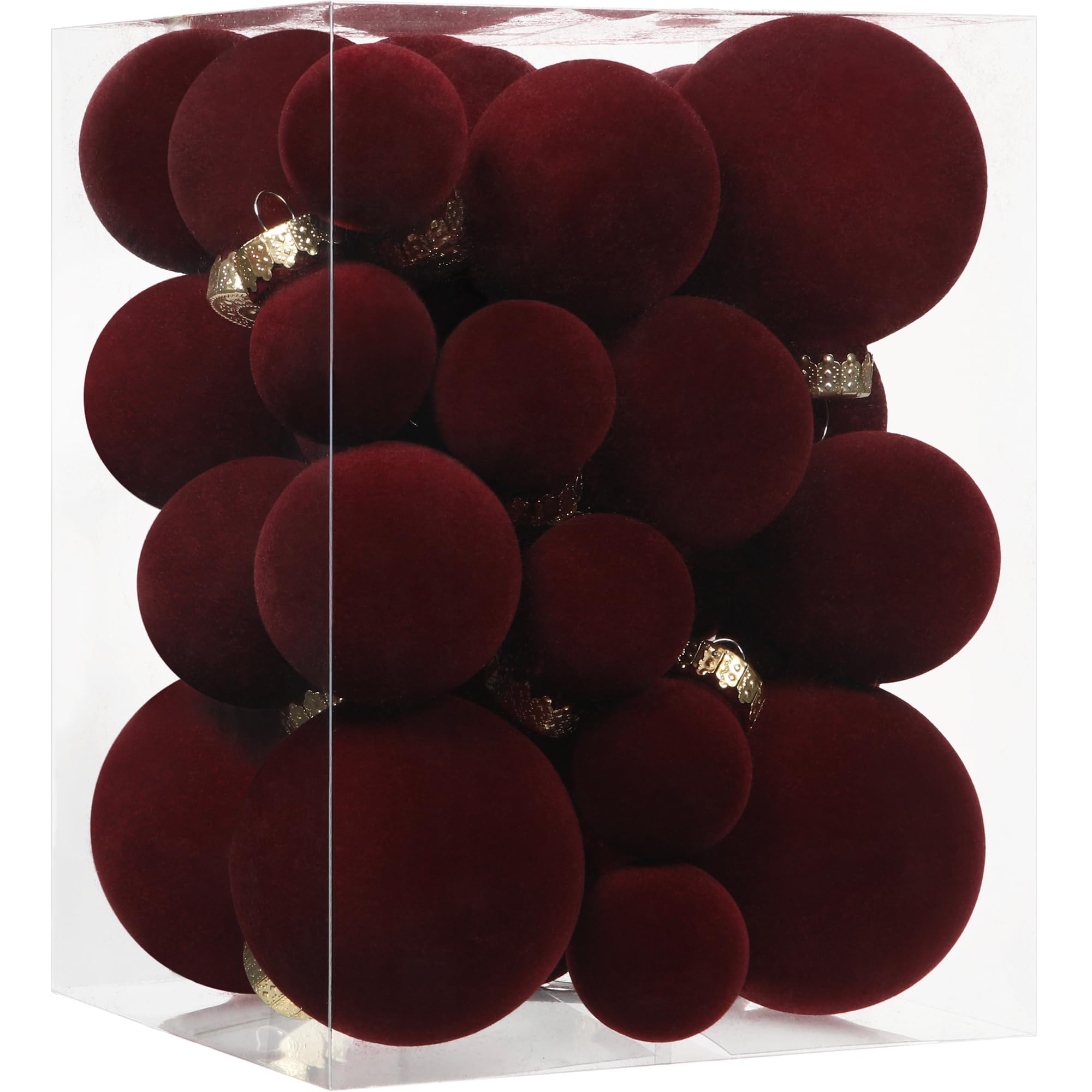 Sea Team 32-Pack Flocked Velvet Baubles Burgundy — image 1