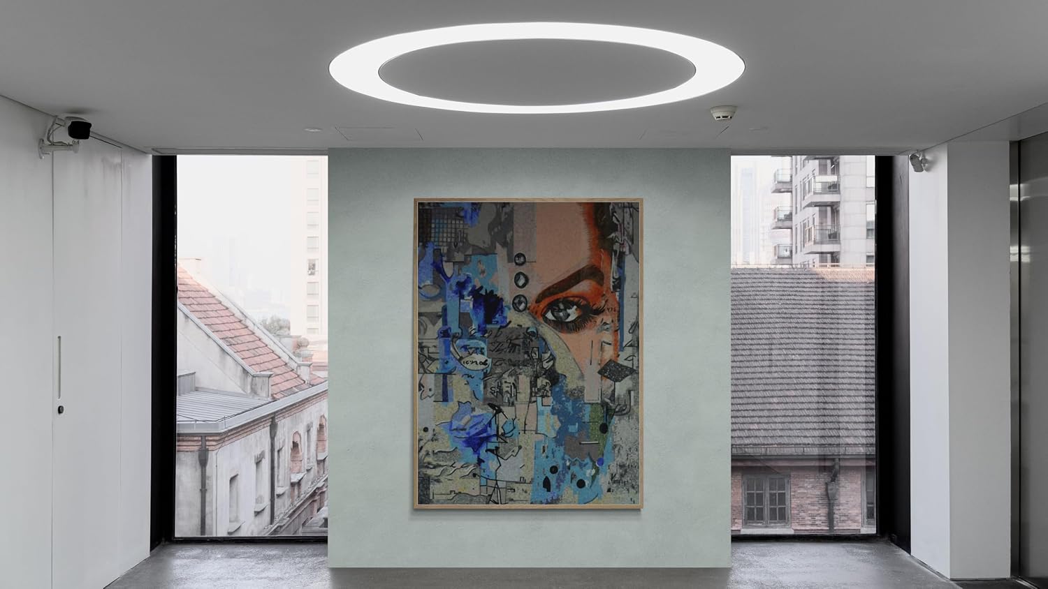 Handmade Private Eyes Glass Mosaic Wall Art, Portrait Tile Mosaic Artwork, Hand-Cut Natural Tile Contemporary Wall Décor