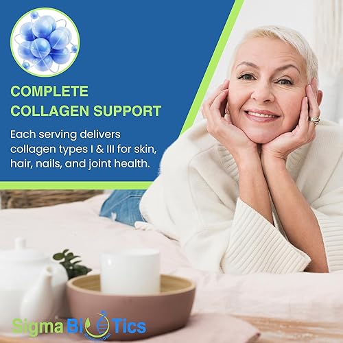 Vista 7 de Sigma Biotics - Péptidos de colágeno hidrolizado para cabello, piel, uñas y apoyo articular - Suplementos de colágeno de alta resistencia con tipos