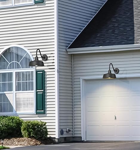 Miniatura 5 de Ytzlvw Luces de granero grandes de cuello de cisne para exteriores de 12.6 pulgadas desde el atardecer hasta el amanecer, luces clásicas negras