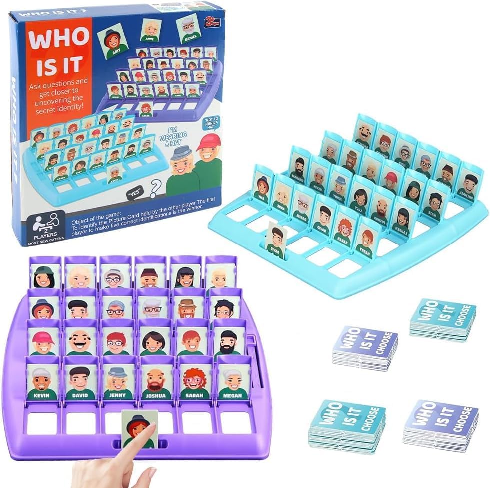 Quién Es Quién? Juego De Mesa Portatil para Adivinar El Personaje con 96 Cartas Juguetes Familiares Juego De Preguntas Actividades Recreativas para Familias Y Fiestas