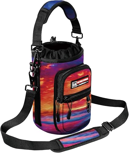 Miniatura 93 de NATURE PIONEOR Water Bottle Holder with Strap,Water Bottle Carrier Bag Sling Sleeve with Adjustable Shoulder Strap & Handle and Large Phone Pocket