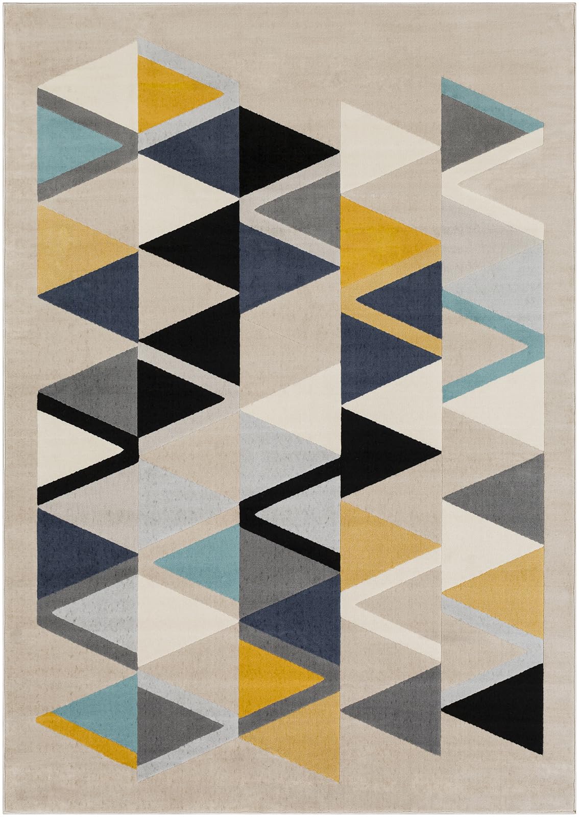 Livabliss Marietta Wohnzimmer Boho, großer Schlafzimmer 120x170 cm - Esszimmer mit geometrischem Muster, Skandinavischer Wohnzimmer Modern in Beige, Gelb, Blau