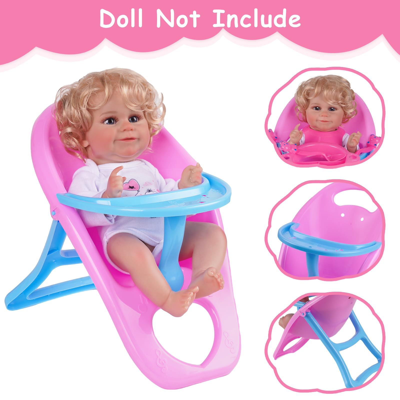 Baby Doll Car Seat 4-Piece Baby Doll Accessory Set Stroller, Crib