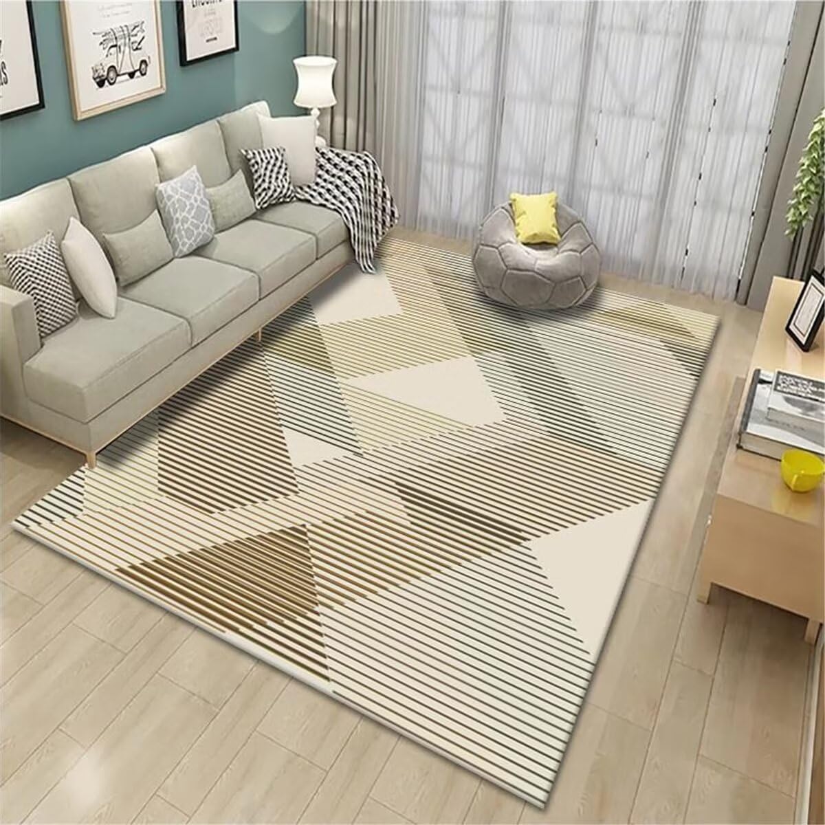 Tapis de sol bureau grand format gris rectangulaire et lavable en fibres naturelles
