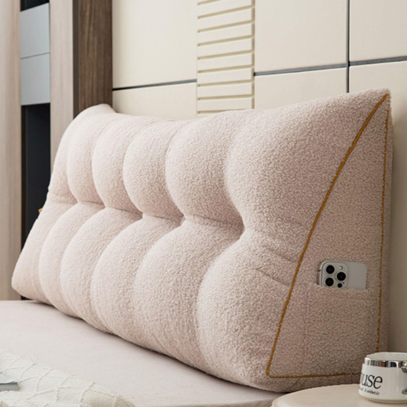 Coussin De Lecture Triangulaire Grand Format 150x50x20cm - Oreiller De Tête De Lit Amovible Et Confortable En Velours Côtelé