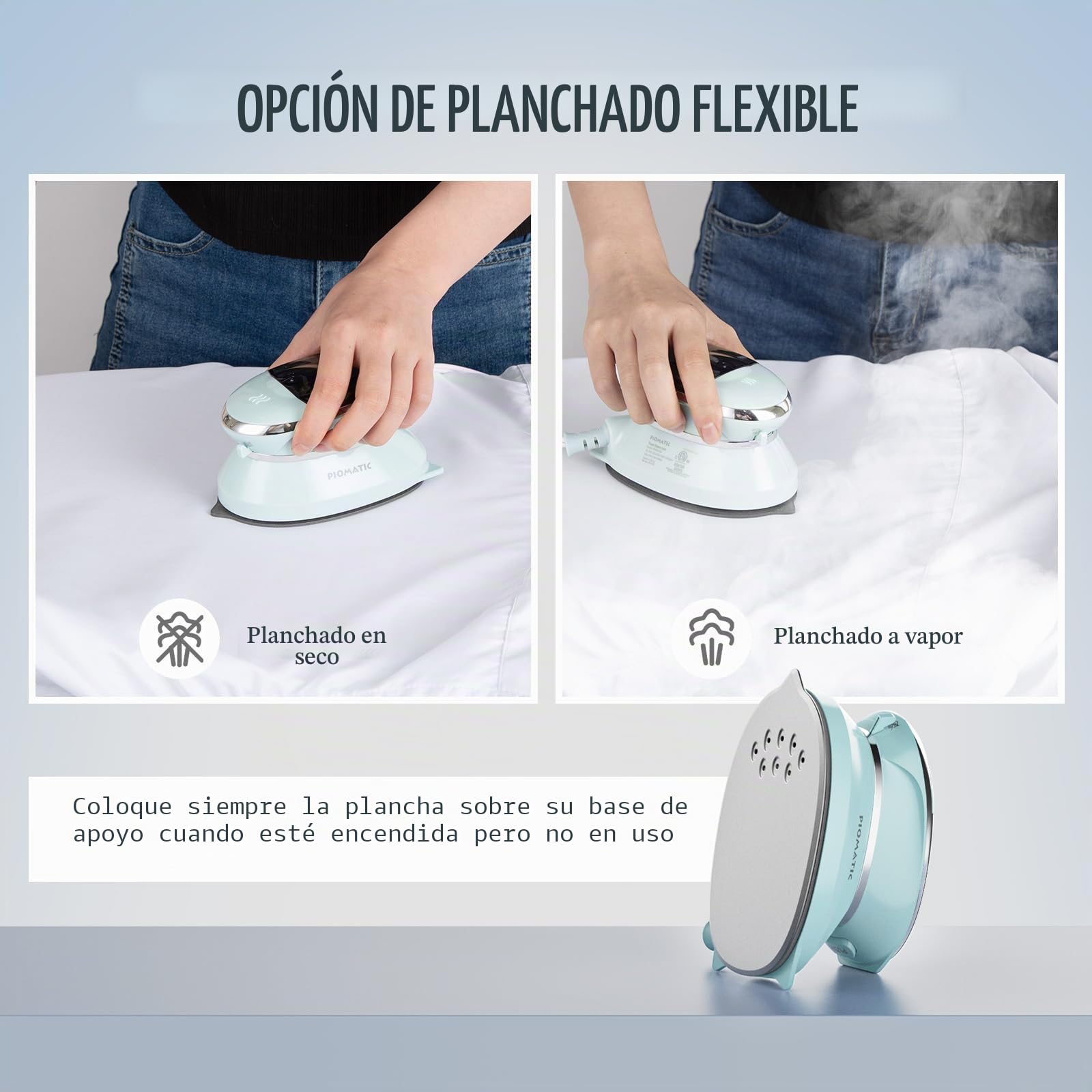 PIOMATIC Mini plancha de viaje con vapor para ropa con doble voltaje, mini máquina de planchar portátil con suela antiadherente, plancha pequeña para costura, acolchado y manualidades | Mini máquina de planchar portátil con suela antiadherente, plancha pe