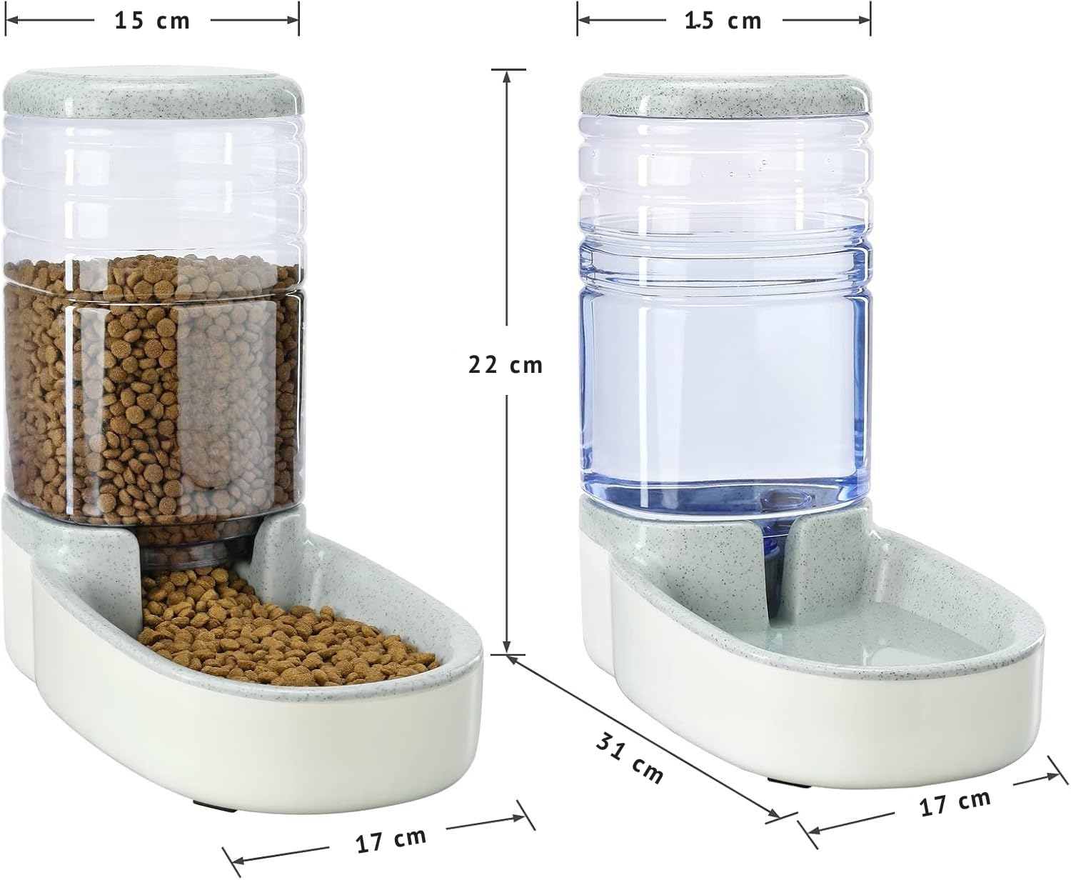 Distributeur Automatique Chat & Chien 4L (2 Unités) – Distributeur Croquettes Automatique + Distributeur d’Eau pour Animaux – Capacité 3 à 7 Jours – Gamelle Nourriture & Eau Grande Capacité