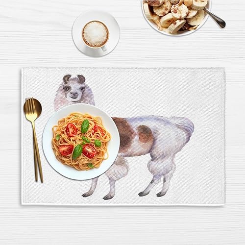 Miniatura 6 de Llamas - Juego de 4 manteles individuales lavables, impermeables, para fiestas, hogar, comedor, decoración de mesa de 18 x 12 pulgadas