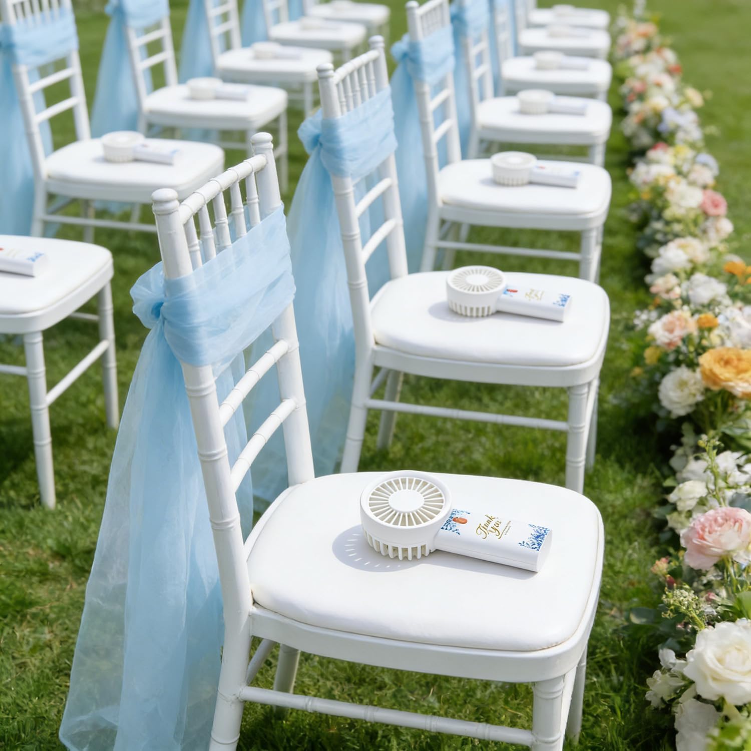 Portable Electric Wedding Fans Bulk Mini Portable Fan 20Pcs Powerful Handheld Fans Small Personal Cooling for Summer Outdoor Party Wedding Favors Pocket Fan for Travel Beach (Battery Not Include)
