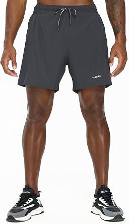 TLRUN Men's Running Shorts 5 inchs Ultra Lightweight with 5 Pockets Quick Dry Marathon Athletic Run Shorts Linerless | Ultra-lightweight quick-dry shorts with 5 pockets for phone, keys and gels. Linerless design allows unrestricted movement