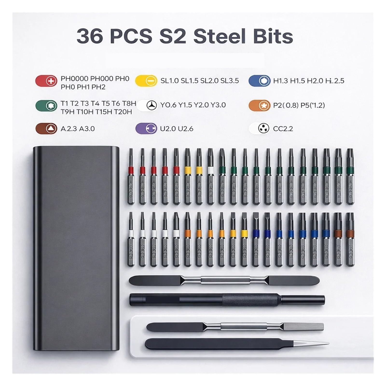 Set di cacciaviti precisione 36 in 1 Kit strumenti riparazione magnetica con punte in acciaio S2 lunga