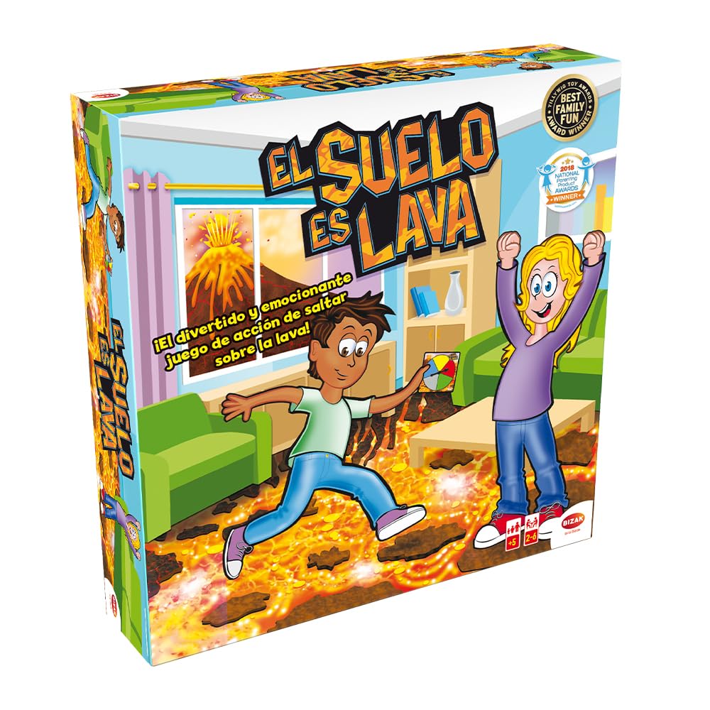 Bizak - El Suelo es Lava - Juego de Mesa Interactivo para Niños a Partir de 5 Años - Desarrolla el Equilibrio y la Coordinación - Juego Familiar para Interior o Exterior - 2 a 6 Jugadores (64554532)