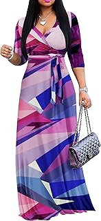 Plus Size Maxi Dress for Women Casual Summer Sundress V-Neck 3/4 Sleeve - Buy now
