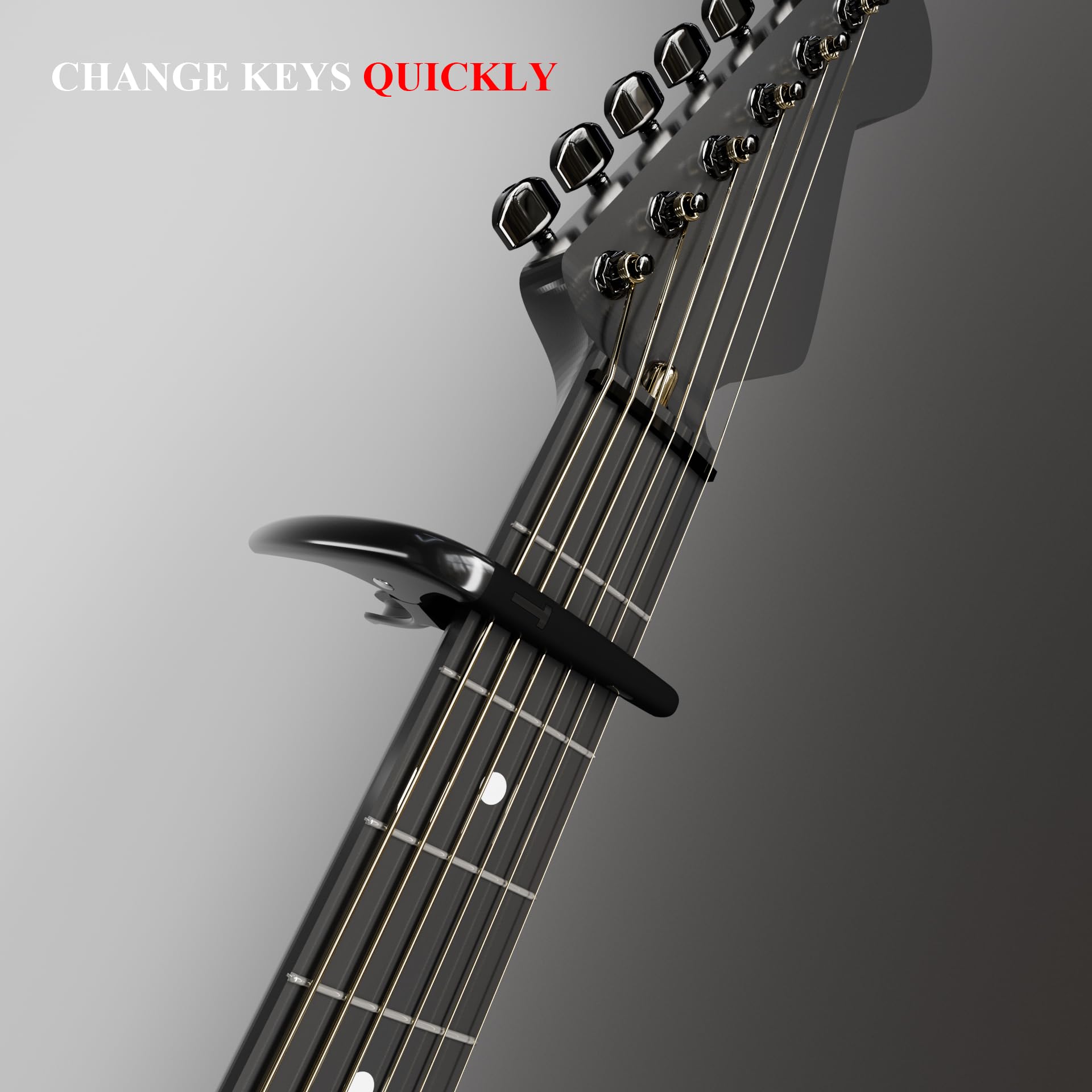 Capo for Acoustic Guitar Electric Guitar, Ukulele and String Instruments, Guitar Capo with 5 Picks, Guitar Kapo, Guitar Clamp (Black) - Image 4