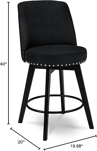 Miniatura 10 de MINCETA Taburetes de mostrador, 26 pulgadas, 360 pulgadas, línea vertical, giratoria, moderna, tapizada, altura de mostrador, juego de 2, PU en
