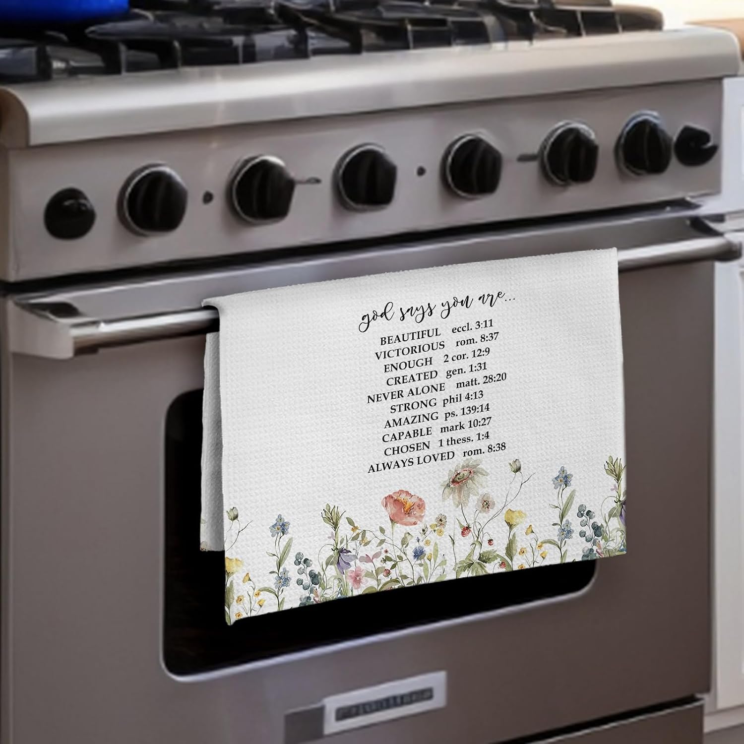 Christian Bible Kitchen Towels, Bible Verse Gifts, God Say You are Religious Floral Decorative Kitchen Towels, Christian Gifts for Women,Bible Scripture Hand Dish Tea Towels for Kitchen 16X24In