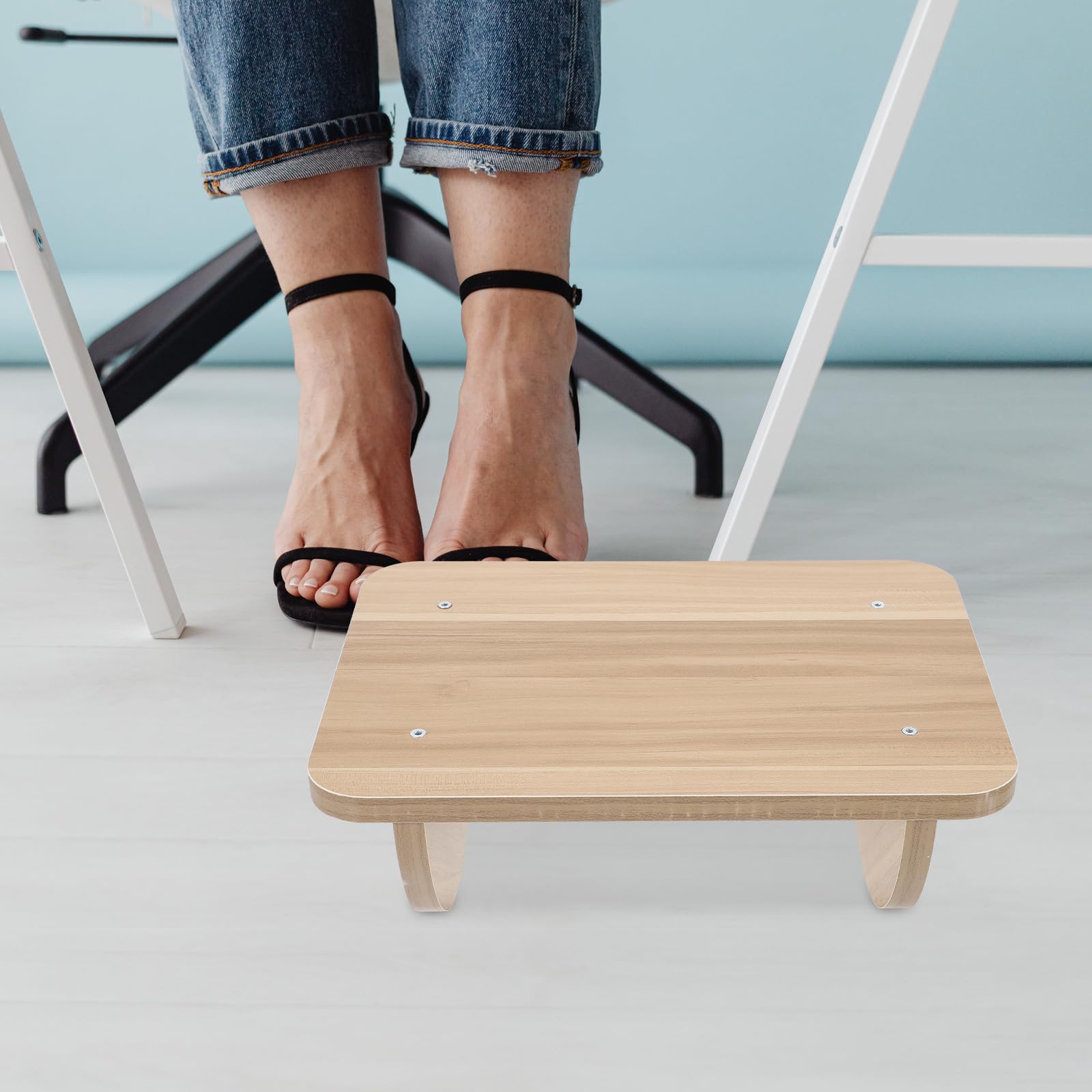 Reposapiés Color Aleatorio de Madera para Oficina Debajo del Escritorio Textura Confiable y Flexibilidad, Taburete Simple Adecuado para Hogar y Trabajo