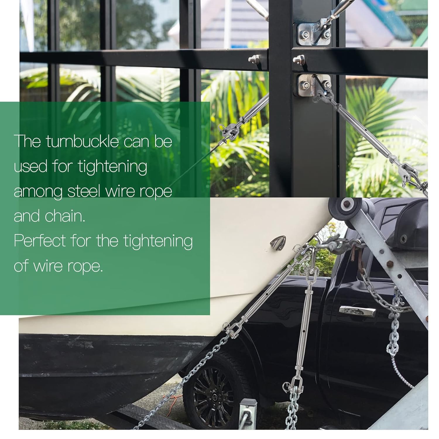 M8 Jaw and Jaw Turnbuckle, Stainless Steel Turnbuckle Heavy Duty Turn Buckle, 4409lbs Working Load Limit, Durable for Wire Rope Cable - Image 5