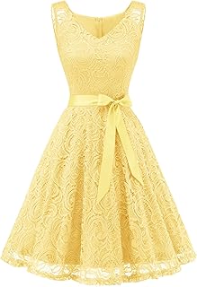 Women Floral Lace Bridesmaid Party Dress Short Prom Dress V Neck