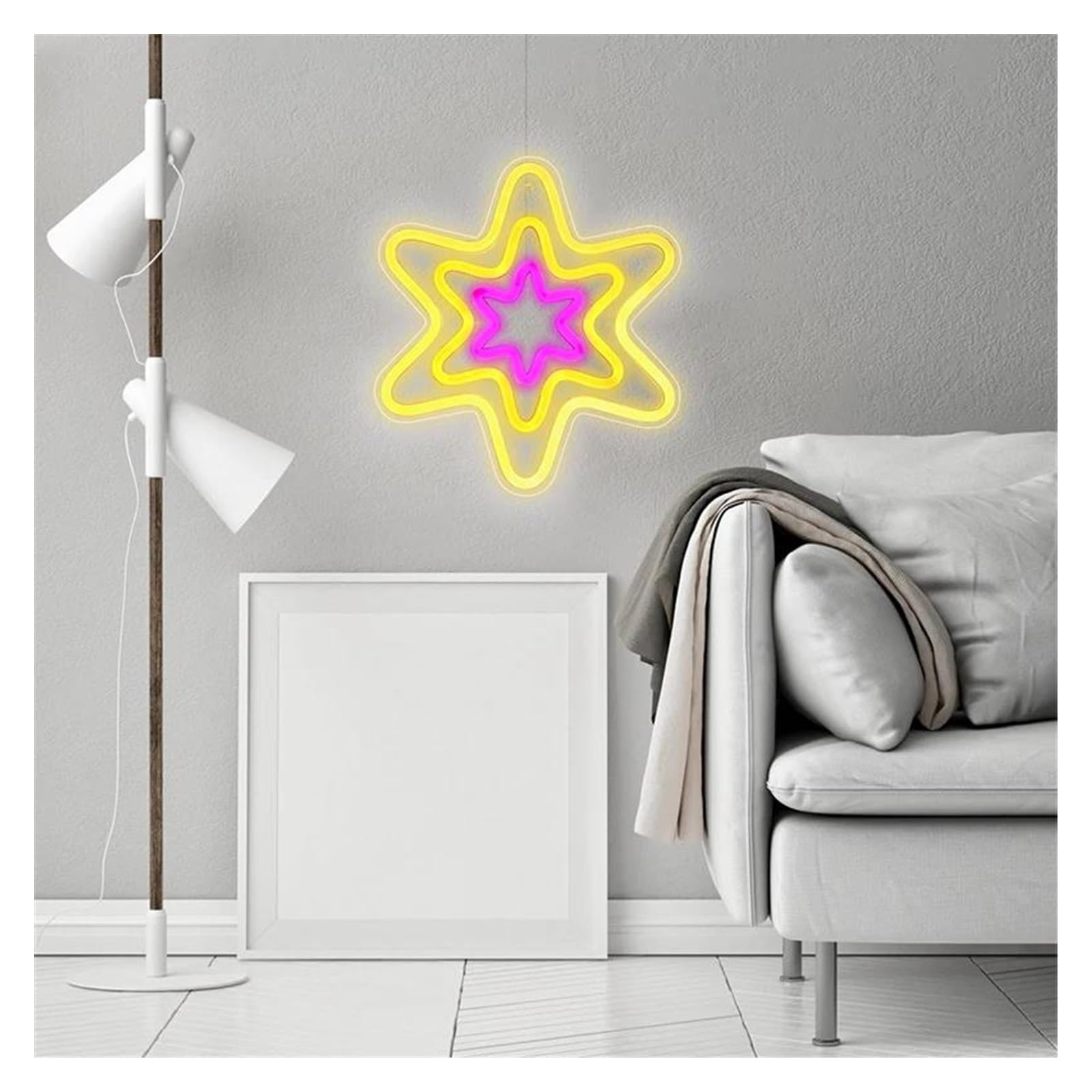 Néon Enseignes lumineuses Decor Panneau Néon Mural LED En Forme D'étoile Hexagonale, Pour Cadeaux De Noël, Boutique De Fête, Décor De Chambre D'enfants Kawaii, Alimentation USB