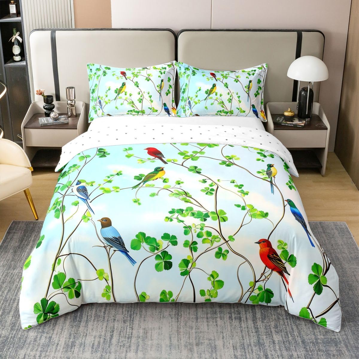 Cheetah 100% Cotton Duvet Cover Twin Size,Tropical Plants Leaves Bedding Sets 2Pcs for Kids Girls Teens Room Decor,Moonlight Night Comforter Cover Tropical Bohemian Quilt Cover,1 Pillowcase