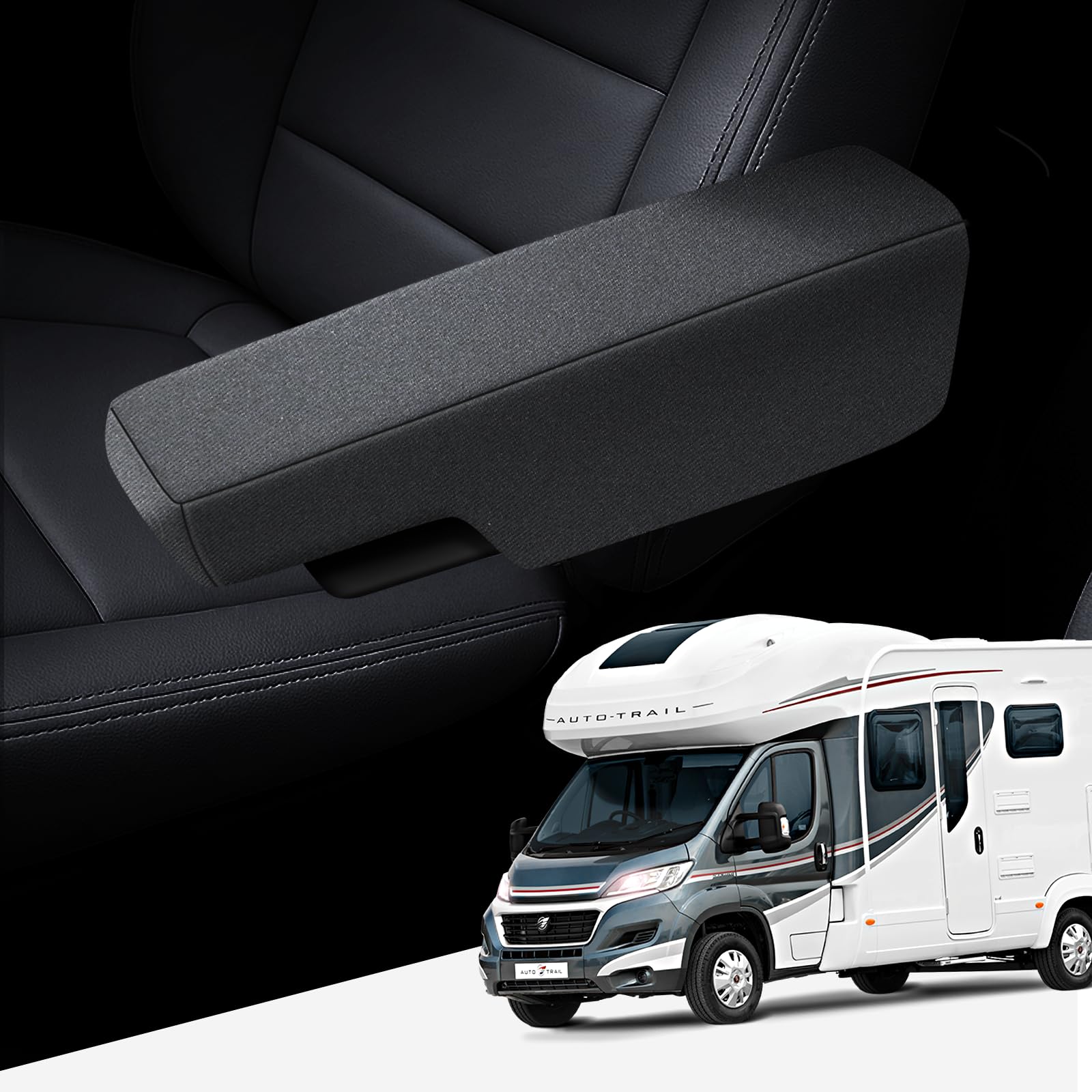 ISRI Armlehnenbezug für Wohnmobil und Caravan, 4er Set aus Leinen, Armlehnenschoner für Fahrer- und Beifahrersitz, Rauchgrau