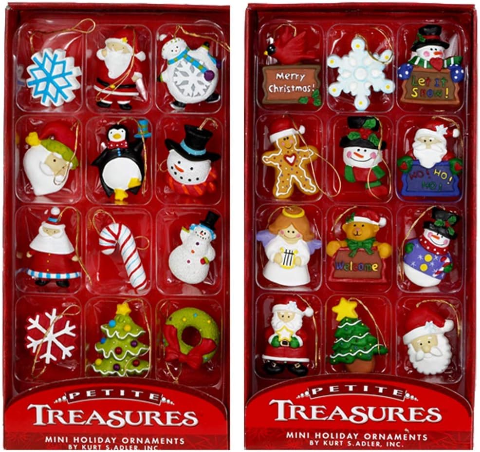 Kurt Adler Petite Treasures 12-Piece Miniature Ornaments Set, 2 Pack