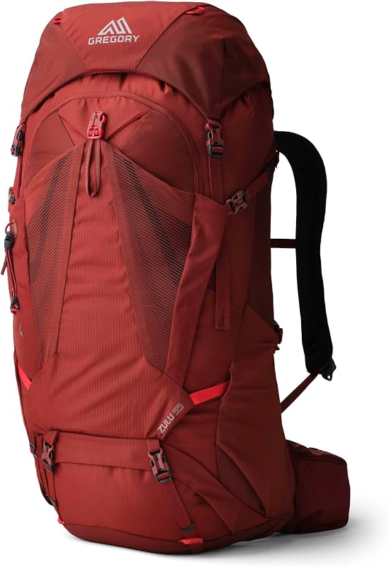 Gregory Zulu Mochila unisex para senderismo/mochila, 55 L, cinturón lumbar Freefloat, funda de hidratación interna para vejiga de agua, (depósito no incluido), pequeño/mediano, rojo óxido