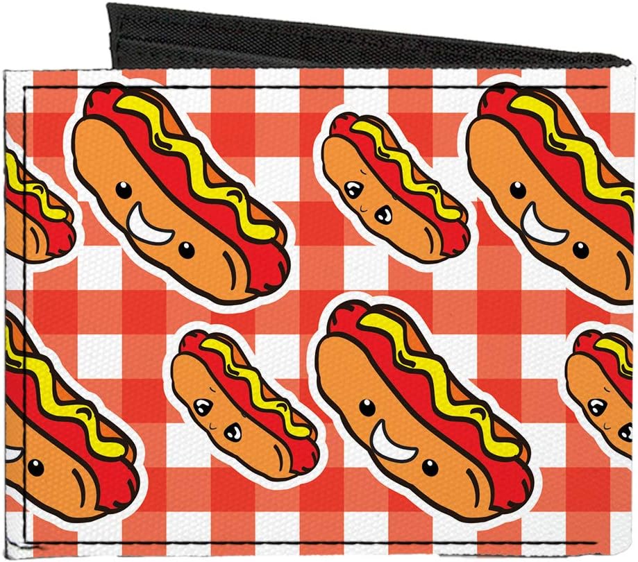 Buckle-Down Men's Standard Canvas Bifold Wallet Hot Dogs, 4.0" x 3.5"