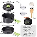 BYRM Camping Cookware Mess Kit Portable Non-Stick Pots, Pans, Bowls, Utensils & Carry Bag Lightweight Outdoor Cooking Set for Hiking, Trekking & Travel (Black, 3 Person) gallery image