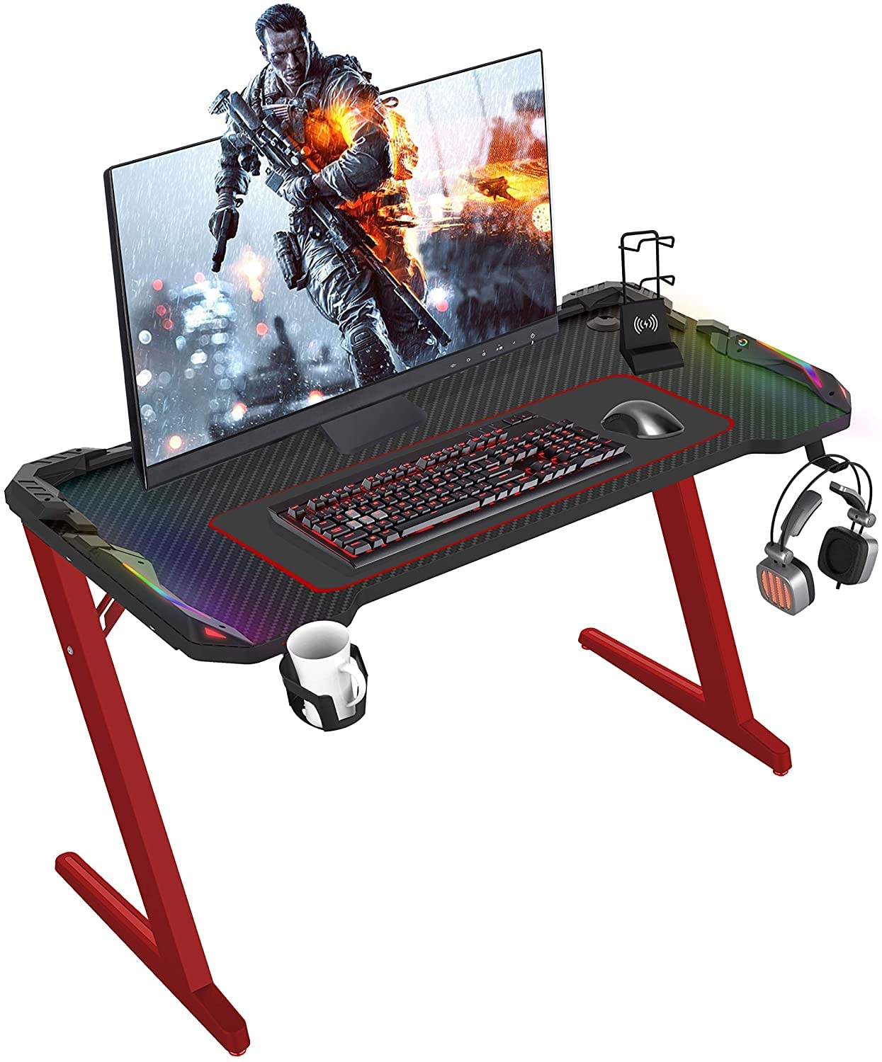 Buy Game Desk 47 Inch Computer Desk LED RGB Lights . Gaming Table Z