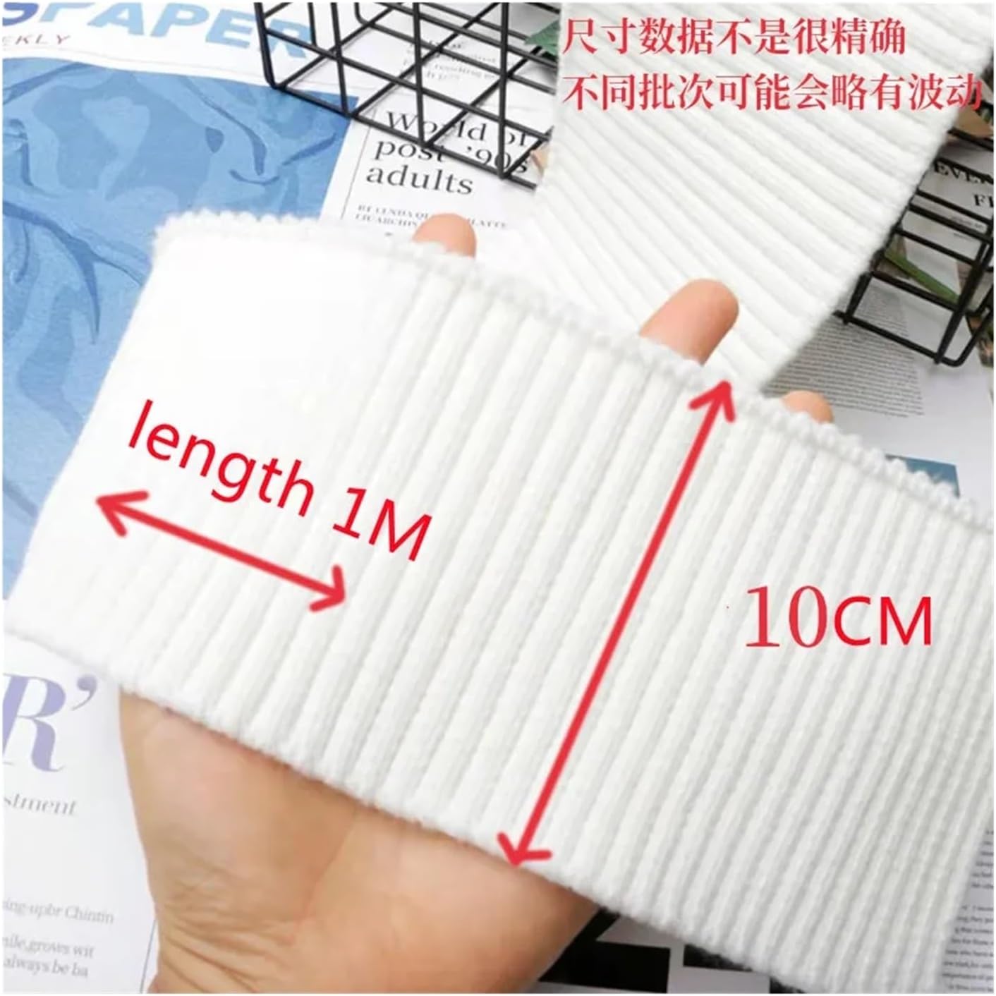 リブニットカフリストカフ、 冬用無地ウールニット厚手リブ編み衣類糸アクセサリー裾袖口DIY布素材(Beige)