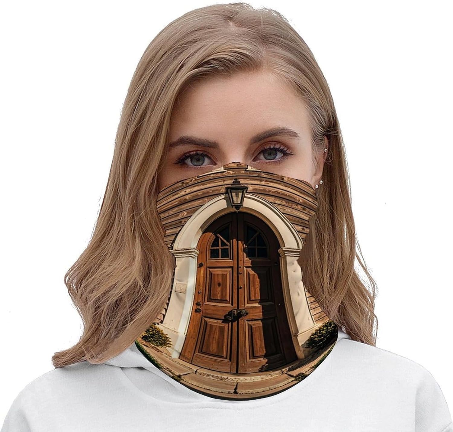 Neck Gaiter Rural Door Design Retro Face Cover for Men Women Cold Weather Scarf Breathable Face Mask Wind-proof Balaclava Face Mask for Skiing Fishing Hiking Cycling