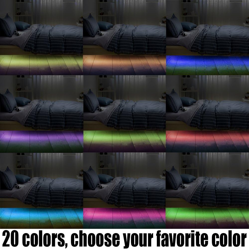 Motion Activated Bed Light, Iwonderful Flexible RGB LED Strip Sensor Night Light,Illumination with Automatic Shut Off Timer-Single Bed