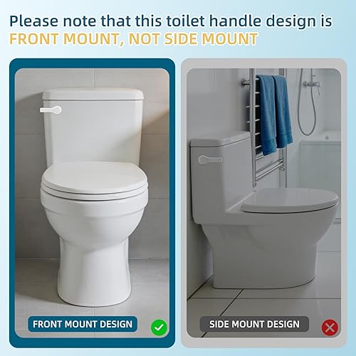 Miniatura 3 de Hygie Rinse Palanca de inodoro de metal, reemplazo de palanca de descarga, mango universal de montaje frontal con cadenas de solapa de acero Blanco