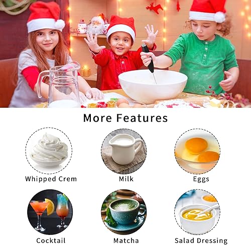 Miniatura 5 de Karangrad Espumador de leche de mano con soporte, utiliza baterías, mini espumador eléctrico para café, café con leche, capuchino, chocolate