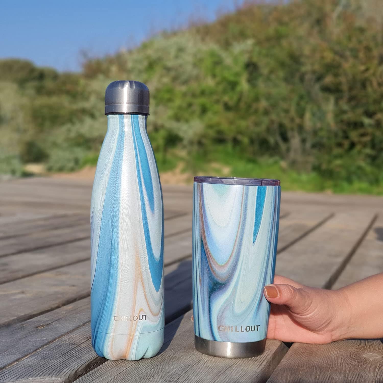 CHILLOUT LIFE Stainless Steel Water Bottle: 17 oz Double Wall Insulated Cola Bottle Shape for Cold and Warm Drinks, BPA Free Metal Sports Bottle - Image 4